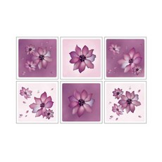 Fantasticks 防滑貼紙 紫色花朵 NSR-32003 6入, 混合顏色, 13.7 x 13.7 cm