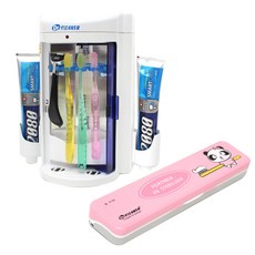 Dr.CLEANER 家用牙刷消毒器DR-70+便攜電池USB組合牙刷消毒器BIO-301, 家用 (DR-70)、便攜式 (BIO-301), 粉紅豹
