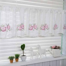 Livingdeco eva刺繡Barans窗簾, 白色的