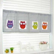 Livingdeco 貓頭鷹條紋平衡窗簾, 灰色