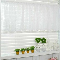 Livingdeco 刺繡花邊短窗簾, 白色的