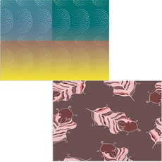 Bellamusic 矽膠餐墊 羽毛紫色 + 點點之旅, 混合顏色, 385 x 285 mm, 2個