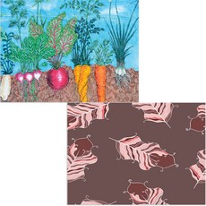 Bellamusic 矽膠餐墊 羽毛紫 + 菜園, 混合顏色, 385 x 285 mm, 1個