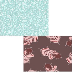 印尼 Bella 矽膠餐墊 羽毛紫色 + 莖葉圖案, 混合顏色, 385 x 285 mm, 2個