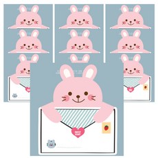 톡톡팬시 프리티 동물카드, 분홍토끼, 10개입