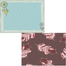 Bellamusic 矽膠餐墊 羽毛紫 + 印地安羽毛, 混和顏色, 385 x 285 mm, 2個