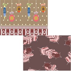 印尼 Bella 矽膠餐墊 羽毛 紫色 + 樂趣, 混合顏色, 385 x 285 mm, 2個