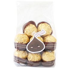 餅乾透明包裝袋 24入+巧克力圖案貼紙 12入+粉色 12入, 1套