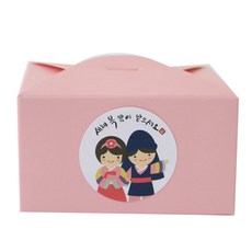 황씨네도시락 레이스 박스 36p + 새해 복 스티커 소년소녀 36p, 핑크, 1세트
