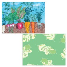 Bellamusic 矽膠餐墊 羽毛嫩綠 + 菜園, 混合顏色, 385 x 285 mm, 厚度 1mm, 1個