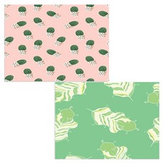 Bellamusic 矽膠餐墊 羽毛淺綠 + 小仙人掌, 混合顏色, 385 x 285 mm, 厚度 1mm, 1個