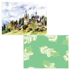 印尼 Bella 矽膠餐墊 羽毛嫩綠 + 風景, 混合顏色, 385 x 285 mm, 厚度 1mm, 2個