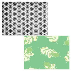 印尼 Bella 矽膠餐墊 羽毛嫩綠 + 黑色圖案, 混合顏色, 385 x 285 mm, 厚度 1mm, 2個