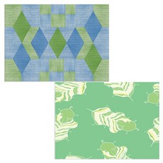 Bellamusic 矽膠餐墊 淺綠羽毛 + 七巧板圖案, 2, 385 x 285 mm, 厚度 1mm, 1個
