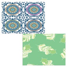 印尼 Bella 矽膠餐墊 羽毛嫩綠 + 夢幻, 混合顏色, 385 x 285 mm, 厚度 1mm, 2個