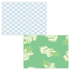 印尼 Bella 矽膠餐墊 羽毛嫩綠 + 藍色花朵圖案, 混合顏色, 385 x 285 mm, 厚度 1mm, 2個