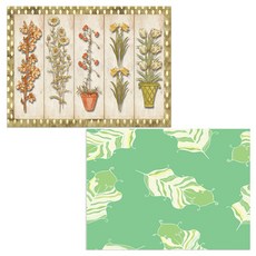 Bellamusic 矽膠餐墊 羽毛淺綠 + 圓點與花, 混色, 385 x 285 mm, 厚度 1mm, 2個