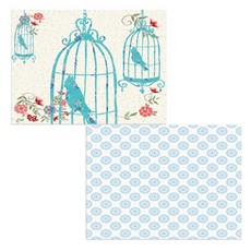 Bellamusic 矽膠餐墊 藍色花朵圖案 + 鳥兒之歌, 混合顏色, 385 x 285 mm, 1個