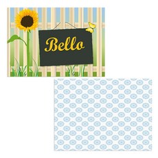 Bellamusic 矽膠餐墊 藍色花朵圖案 + 向日葵, 1, 385 x 285 mm, 1個