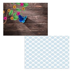 Bellamusic 矽膠餐墊 藍色花朵圖案 + 蝴蝶的休息, 混色, 385 x 285 mm, 1個