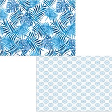 印尼 Bella 矽膠餐墊 2入 藍色花朵圖案組, 藍色花朵圖案, 全藍色, 385 x 285 mm, 2個