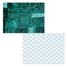 Bellamusic 矽膠餐墊 藍色花朵圖案 + 綠色紋樣, 混合顏色, 385 x 285 mm, 2個