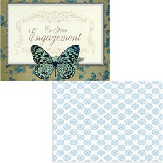 BELLA 矽膠餐墊 2片, 藍色花卉圖案，蝴蝶, 385 x 285 毫米