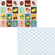 Bellamusic 矽膠餐墊 2入 藍色花卉圖案 套組, 藍色花卉圖案, 水果, 385 x 285 mm, 2個