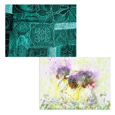 Bellamusic 矽膠餐墊 自行車花盆 + 綠色圖案, 混合顏色, 385 x 285 mm, 1個