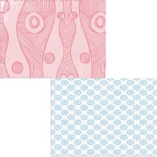 Bellamusic 矽膠餐墊 2入 藍色花朵圖案組, 藍色花朵圖案, 曲線和直線, 385 x 285 mm, 2個