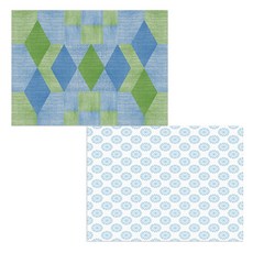 Bellamusic 矽膠餐墊 藍色花朵圖案 + 七巧板圖案, 2, 385 x 285 mm, 1個