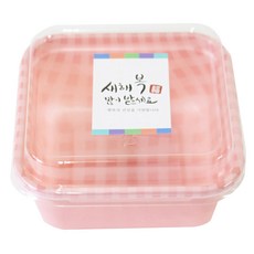 황씨네도시락 파스텔 체크 미니 일회용 도시락 용기 핑크 30p + 새해 복 스티커 사각 캘리 30p, 1세트