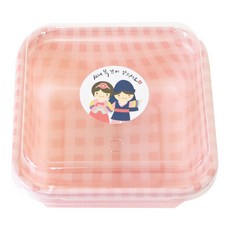 황씨네도시락 파스텔 체크 미니 일회용 도시락 용기 핑크 30p + 새해 복 스티커 소년소녀 30p, 1세트