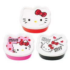 스케이터 헬로키티 페이스 보관용기 세트 3p, 혼합 색상, 1세트