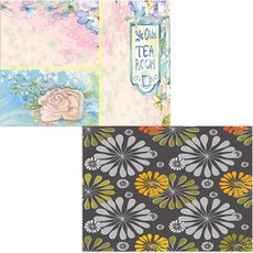 Bellamusic 矽膠餐墊 花朵圖案 + 下午茶時間, 混合顏色, 385 x 285 mm, 厚度 1 mm, 1個