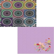 印尼 Bella 矽膠餐墊 花枝2 + 圓形圖案, 混合顏色, 385 x 285 mm, 厚度 1 mm, 1個