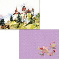 印尼 Bella 矽膠餐墊 花枝2 + 城堡風景, 混合顏色, 385 x 285 mm, 厚度 1 mm, 1個