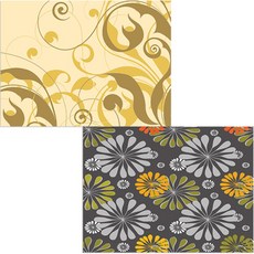 Bellamusic 矽膠餐墊 花朵圖案 + 草叢, 2, 385 x 285 mm, 厚度 1 mm, 1個