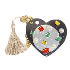 寶石愛心造型手拿鏡, 黑色的, 1個