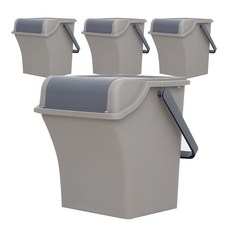 lifist 資源回收桶 4入+貼紙, 棕色, 1組