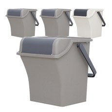 엔플라스틱 데일리 분리수거함 브라운 3p + 아이보리 + 스티커, 혼합 색상, 1세트