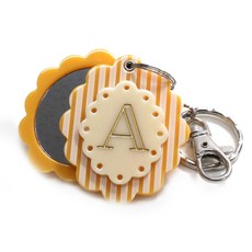 條紋字母迷你隨身鏡 手拿鏡, 1個, A