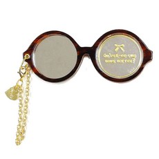 眼鏡造型手拿鏡, 棕色, 1個