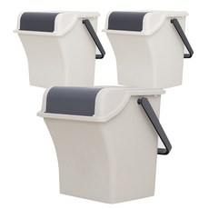 엔플라스틱 데일리 분리수거함 아이보리 2p + 라이트 그레이 + 스티커, 혼합 색상, 1세트