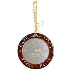 懷錶圖案手拿鏡, 棕色, 1個