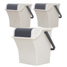 엔플라스틱 데일리 분리수거함 아이보리 + 라이트 그레이 2p + 스티커, 혼합 색상, 1세트