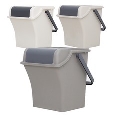 lifist 資源回收桶 3入+貼紙, 象牙白、棕色、淺灰色, 1組