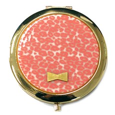 豹紋圖案翻蓋式手拿鏡, 1個, 粉色的