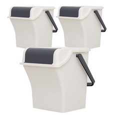 lifist 資源回收箱 3入+貼紙, 象牙, 1組