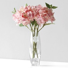 BLOOMING&ME 人造花繡球花玻璃花瓶組合, 粉色的